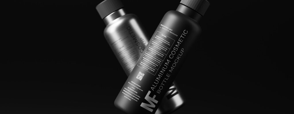 two bottles of deodorant on a black background